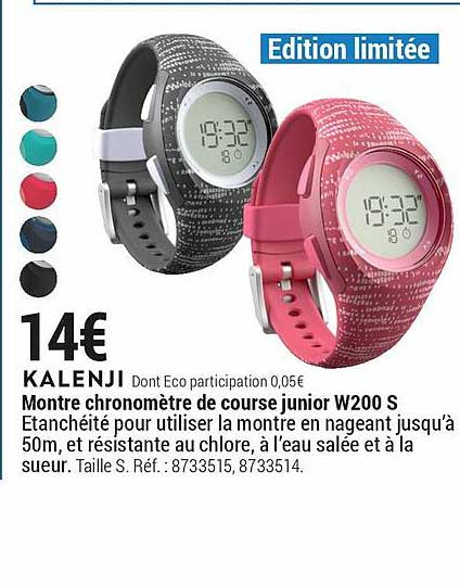 montre chronomètre de course junior w200 s kalenji