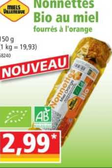 nonnettes bio au miel fourrés à l'orange