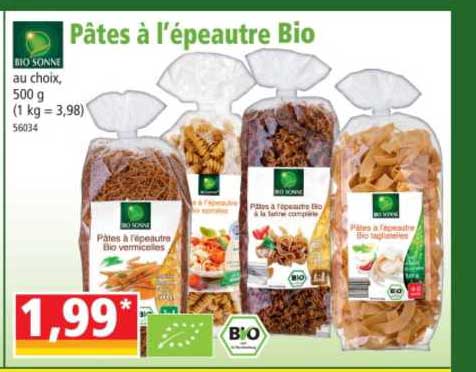 pâtes à l'épeautre bio bio sonne