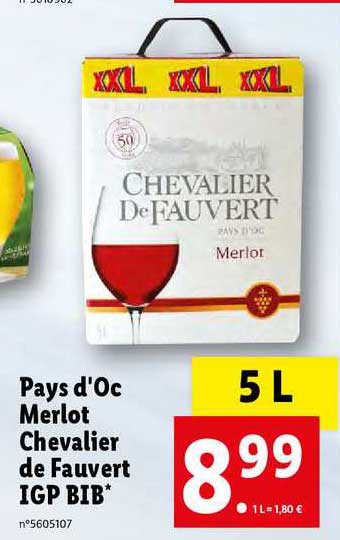 Pays D'oc Merlot Chevalier De Fauvert Igp Bib