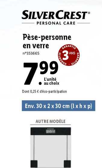 pèse-personne en verre silver crest