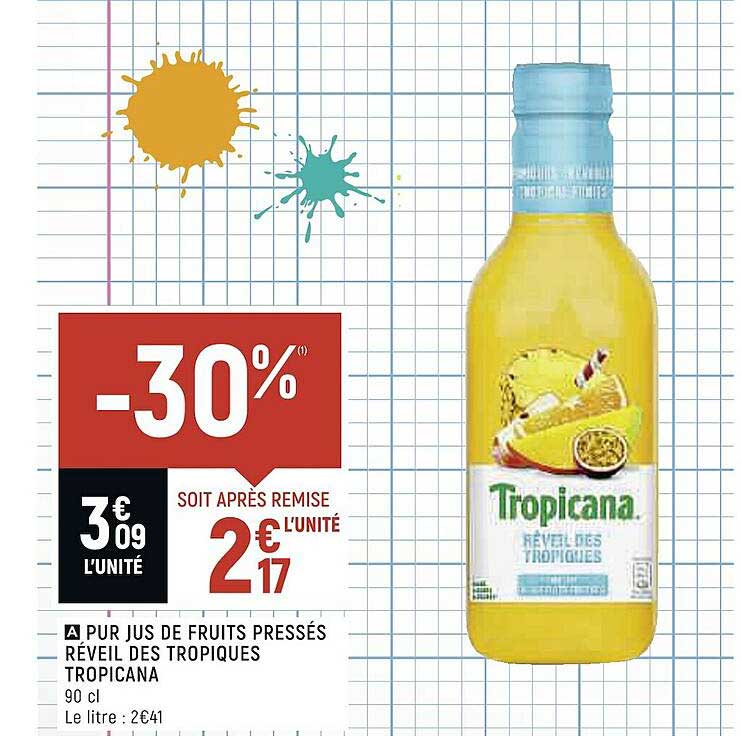 pur jus de fruits pressés réveil des tropiques tropicana