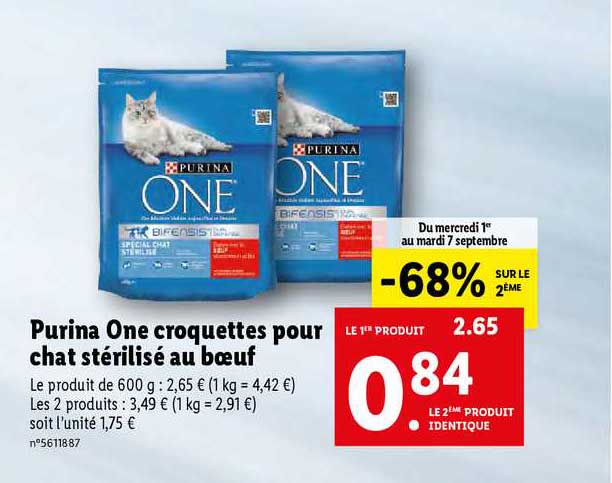 Purina One Croquettes Pour Chat Stérilisé Au Bœuf