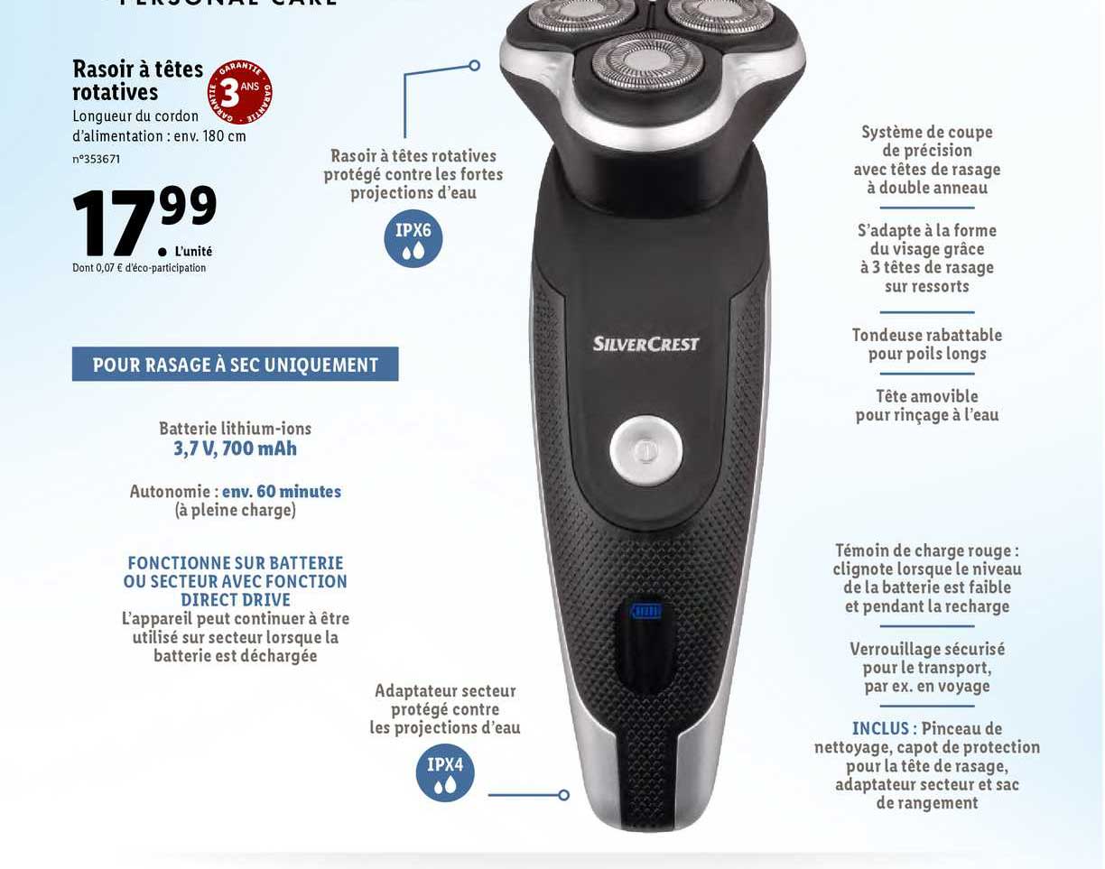 rasoir à têtes rotatives silver crest
