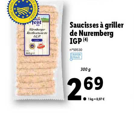 saucisses à griller de nuremberg igp alpen fest