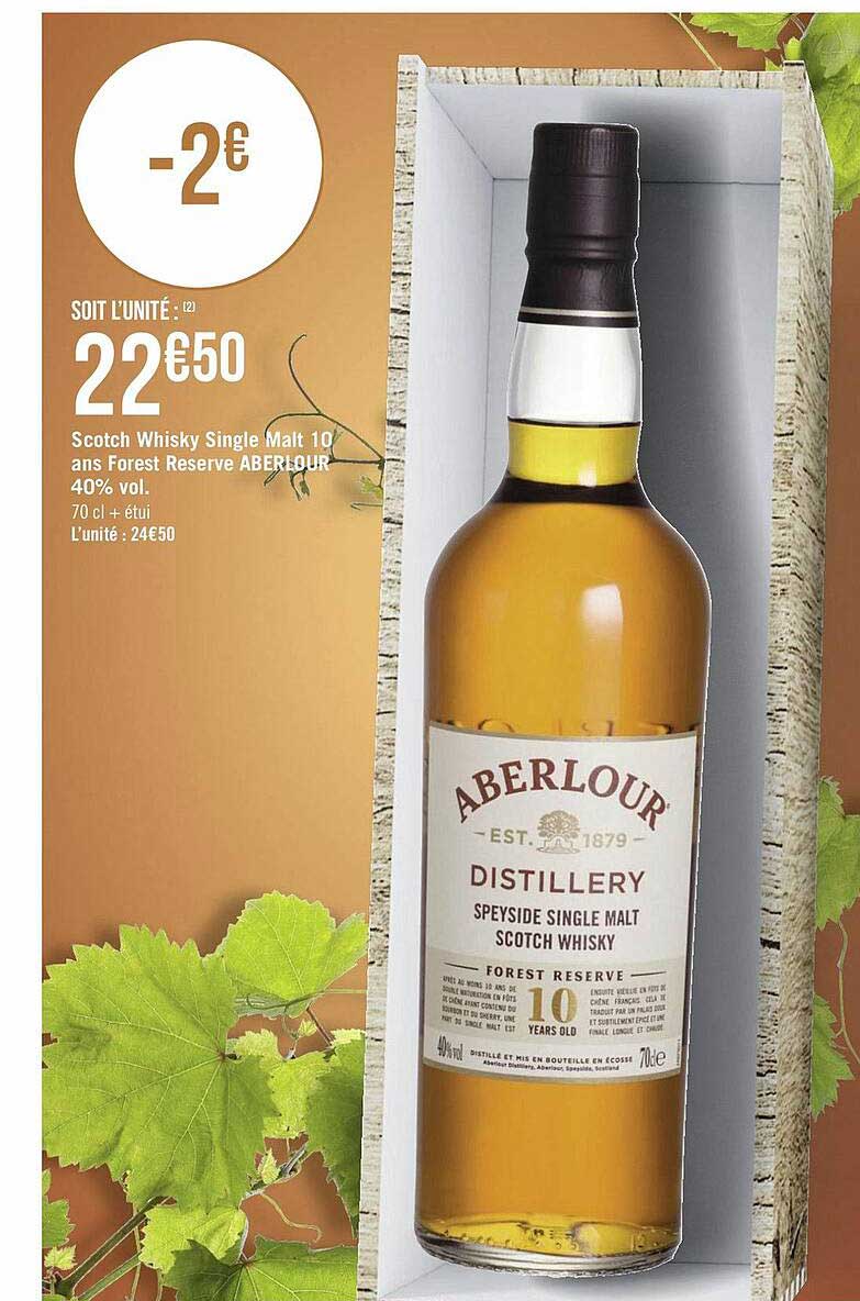 scotch whisky single malt 10 ans forest reserve aberlour 40% vol.
