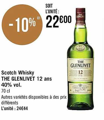 scotch whisky the glenlivet 12 ans 40% vol.