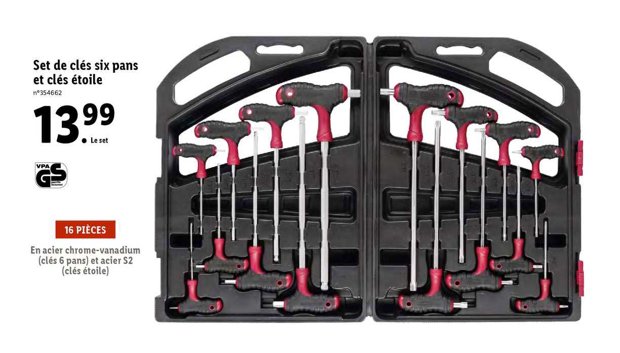 set de clé six pans et clés étoile