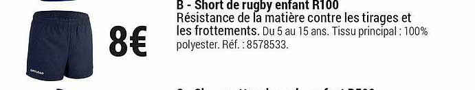 Short De Rugby Enfant R100