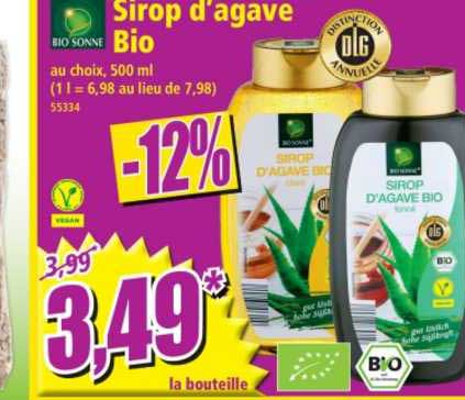 sirop d'agave bio bio sonne