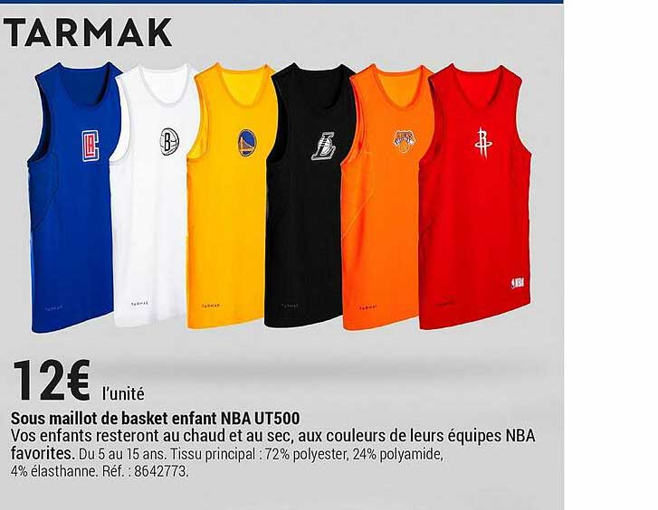 sous maillot de basket enfant nba ut500 tarmak