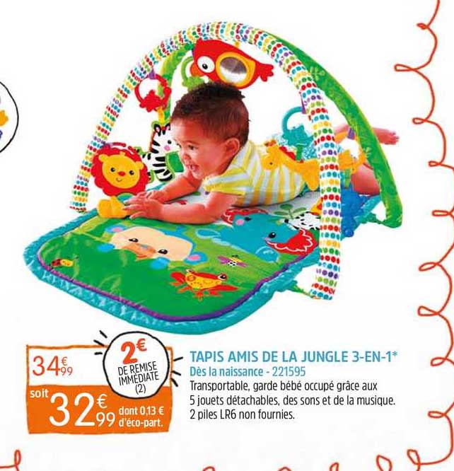 tapis amis de la jungle 3-en-1