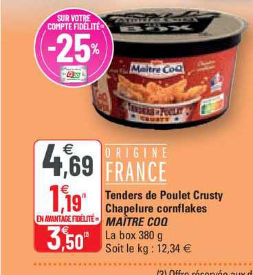 tenders de poulet crusty chapelure cornflakes maître coq