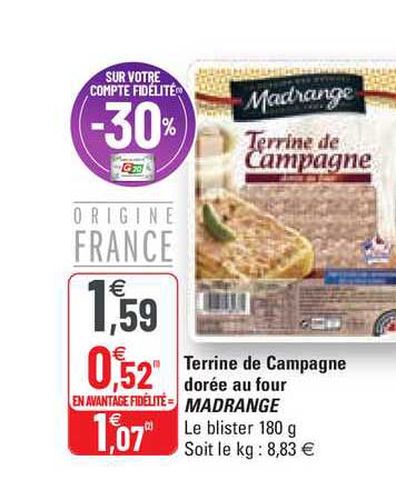 terrine de campagne dorée au four madrange