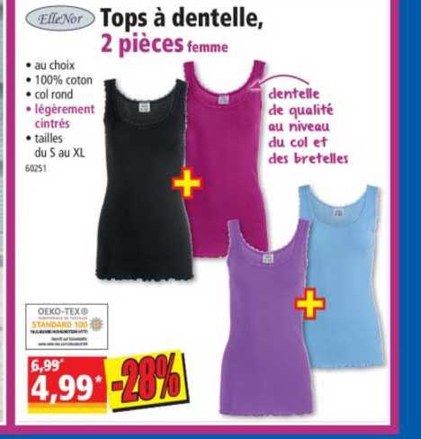 tops à dentelle, 2 pièces femme ellenor