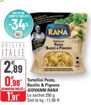tortellini pesto, basilic & pignons giovanni rana