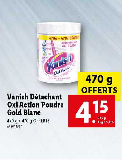 vanish détachant oxi action poudre gold blanc