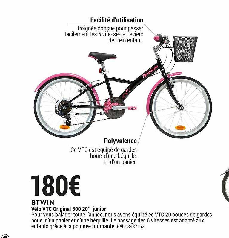 vélo vtc original 500 20" junior btwin