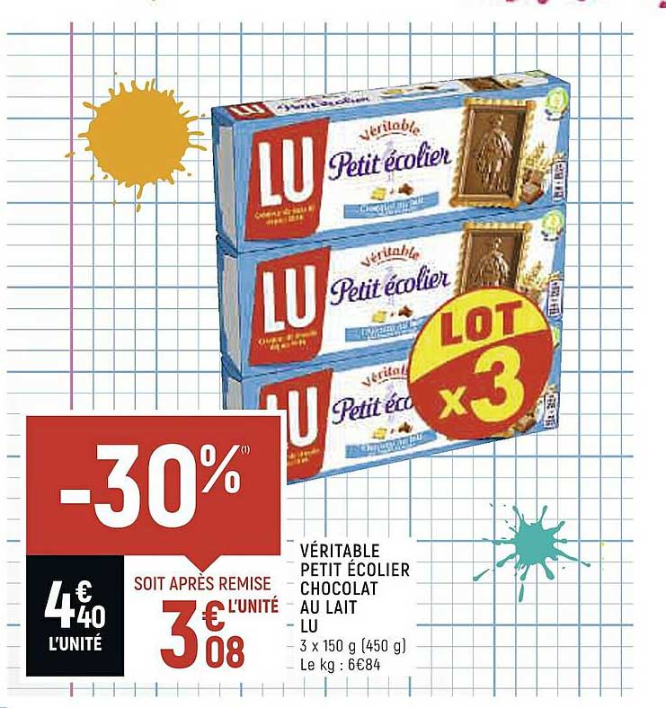 Véritable Petit écolier Chocolat Au Lait Lu