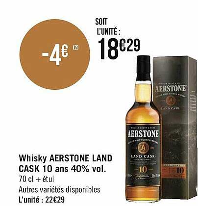 whisky aerstone land cask 10 ans 40% vol.