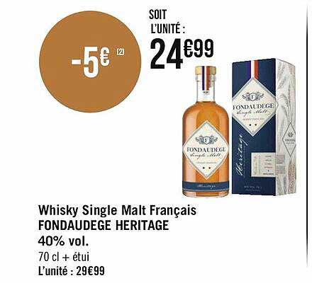 whisky single malt français fondaudege heritage 40% vol.