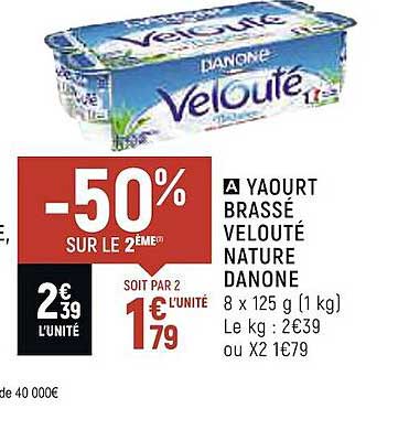 Yaourt Brassé Velouté Nature Danone