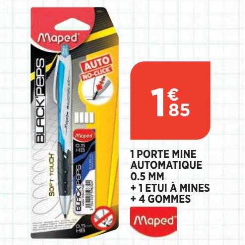 1 porte mine automatique 0.5 mm + 1 étui à mines + 4 gommes