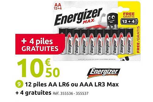 12 Piles AA Lr6 Ou AAA Lr3 Max Energizer