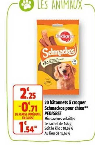 20 bâtonnets à croquer schmackos pour chien pedigree