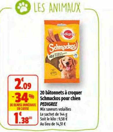 20 bâtonnets à croquet schmackos pour chien pedigree