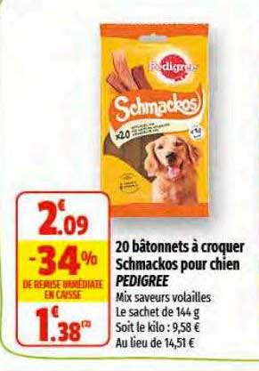 20 bâtonnets à croquet schmackos pour chien pedigree