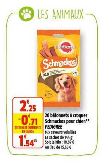 20 bâtonnets à croquet schmackos pour chien pedigree
