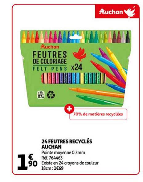 24 Feutres Recyclés Auchan