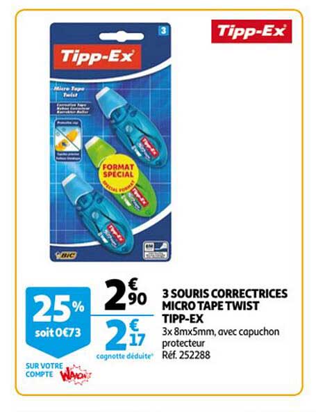 3 souris correctrices micro tape twist tipp-ex