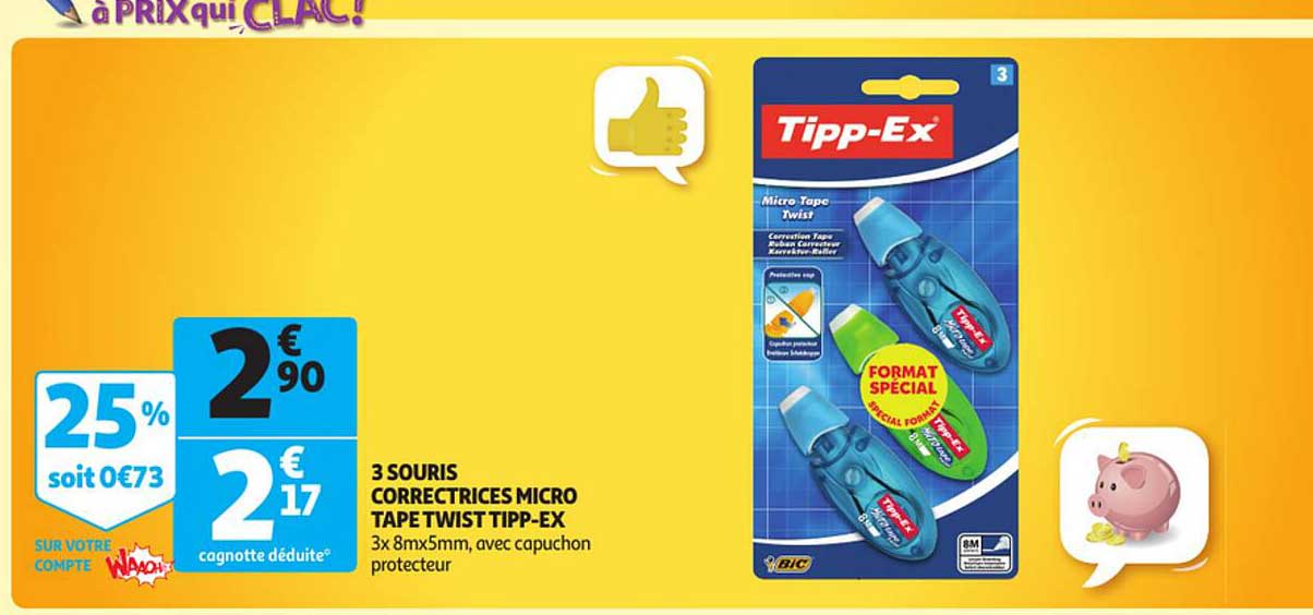 3 souris correctrices micro tape twist tipp-ex