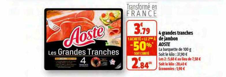 4 grandes tranches de jambon aoste