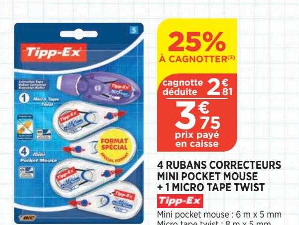 4 rubans correcteurs mini pocket mouse + 1 micro tape twist
