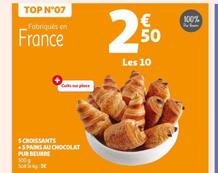 5 Croissants + 5 Pains Au Chocolat Pur Beurre
