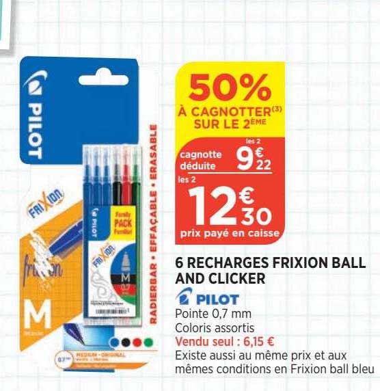 6 recharges frixion ball and clicker pilot