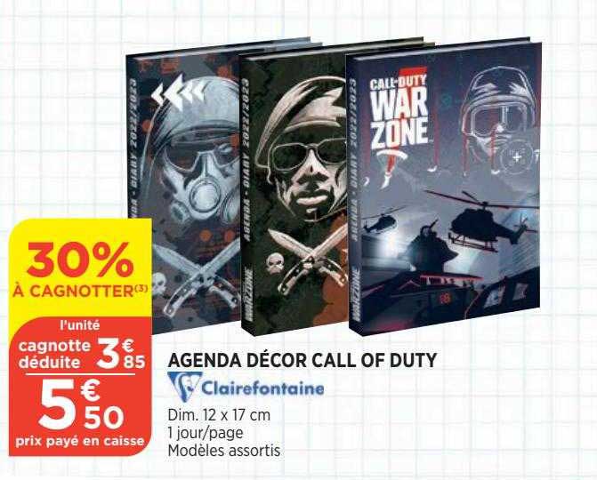 agenda décor call of duty clairefontaine