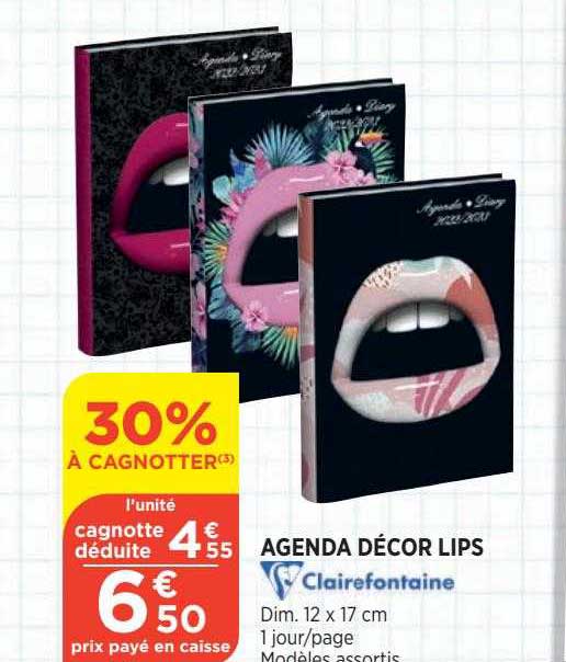 agenda décor lips clairefontaine