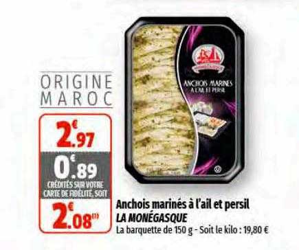 anchois marinés à l'ail et persil la monégasque