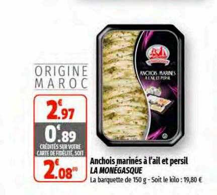 anchois marinés à l'ail et persil la monégasque
