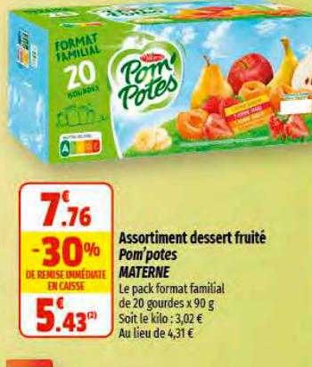 Assortiment Dessert Fruité Pom'potes Materne