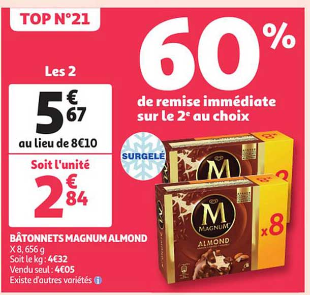bâtonnets magnum almond