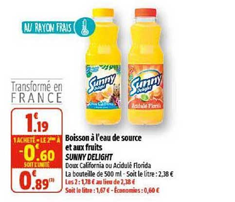boisson à l'eau de source et aux fruits sunny delight