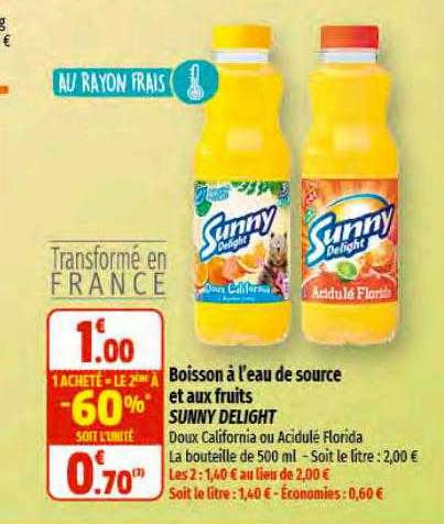 boisson à l'eau de source et aux fruits sunny delight