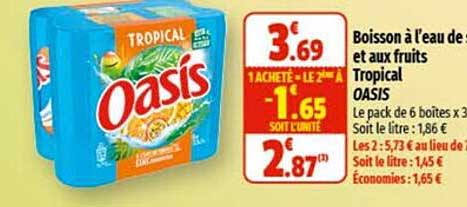 boisson à l'eau de source et aux fruits tropical oasis