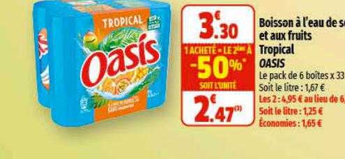 boisson à l'eau de source et aux fruits tropical oasis