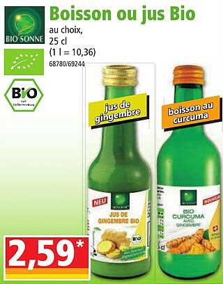 boisson ou jus bio bio sonne